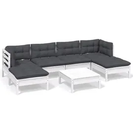vidaXL Garten-Lounge-Set 7-tlg. weiß Kiefernholz