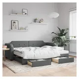 vidaXL Tagesbett Ausziehbar mit Schubladen Dunkelgrau 90x200 cm Stoff