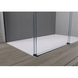 Bernstein Eckdusche DX906 FLEX Schiebetür Soft-Close 8mm Nano Echtglas Schwarz matt 80x160cm