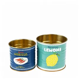 Rex London Mini-Aufbewahrungsdosen (2er-Set) - ZITRONEN & HARISSA- Metall-Dosen, Dekodosen - Ø 8 x 7,5 cm & Ø 7 x 6,5 cm