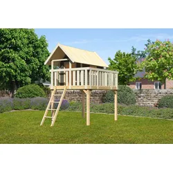 Akubi Steltzenhaus Fidel mit Satteldach terragrau naturbelassen