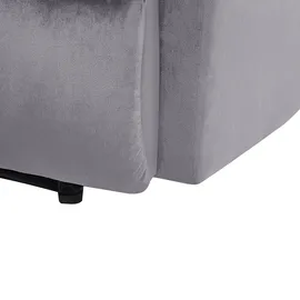 Beliani Fernsehsessel ESLOV Samtstoff 80 x 100 x 90 cm Grau mit Fußstütze und Kissen