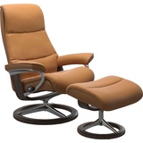 Stressless Relaxsessel "View" Sessel Gr. Material Bezug, Cross Base Wenge, Ausführung / Funktion, Maße B/H/T, braun (new caramel) Lesesessel und Relaxsessel mit Signature Base, Größe L,Gestell Wenge