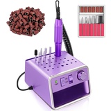 ALLE'S Nagelfräser,Elektrische Professionelles Nagelfräser,Nagelfräser für Gelnägel,20000 U/Min,Professionelle Maschine, Kompakt und Tragbar(lila)