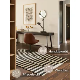 HANSE HOME Donna Wollteppich Donna Schwarz Natur Weiß, - Naturbelassen