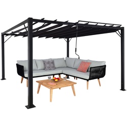 Pergola MCW-L40, Garten Lamellen-Pavillon Terrassenüberdachung, 8cm-Alu-Gestell Stoff/Textil, 3x3m anthrazit