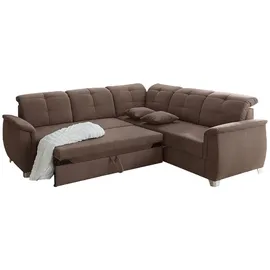 JOB Ecksofa Udine Mikrofaser Braun Dunkelbraun