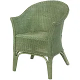 Rattan-Sessel Natur Esszimmersessel Korb-Sessel Lounge Flechtsessel (Grün)