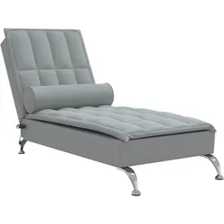 vidaXL Massage-Chaiselongue mit Nackenrolle Hellgrau Stoff