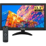 13,3 Zoll Tragbarer Monitor 1366x768 HDMI Mini Monitor LED mit HDMI VGA AV BNC USB Eingang für Fire Stick Raspberry Pi PC, eingebauter Lautsprecher, Vesa Support