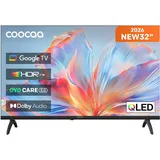 coocaa 32 Zoll Smart TV, 80cm, QLED HD Fernseher mit Google TV, HDR10, HLG, Dolby Audio, EyeCare, Triple Tuner DVB-T/-T2/-C/-S/-S2 CI+, Bluetooth 5.1, 32CGQH40, 2026 Neues Modell