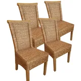 Amagohome Rattanstuhl Esszimmer Stühle Set 4 Stück Rattanstühle Esstisch Stühle Perth braun
