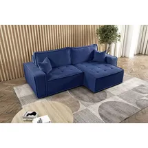 kaiser möbel L-förmiges Bohoo-Ecksofa mit Schlaffunktion Blau Rechts