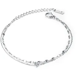 Armband FIRETTI "Schmuck Geschenk Armschmuck Armkette Schiffsankerkette", silber (edelstahlfarben, weiß, weiß), Armbänder, Damen, Edelstahl, mit Zirkonia (synth.)