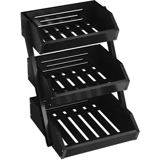 CALM COZY Obstkorb Bambus 3 Etagen, Gemüsekorb Obst Etagere, Aufbewahrung Halter für Obst, Kuchen, Süßigkeiten, Schwarz