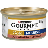 Purina Gourmet Gold Mousse Feuchtigkeit Katze mit Ente und Spinat, 24 Dosen à 85 g