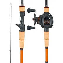 Vevor Angelrute und Angelrolle (Baitcasting) im Set, 2,13 m Rute aus Kohlefaser (IM7), Bassangelruten-Set mit 7+1 Kugellagern & Übersetzung 7,0:1 & Korkgriff, linkshändiges Angelset