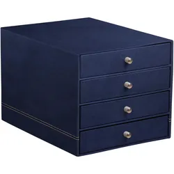 Rhodiarama Schubladenbox mit 4 geschlossenen Laden, Kunstleder, 24,8x32 ,7x22,8cm - Mitternachtsblau 194580C