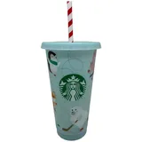 STARBUCKS Winter 2024 Festliche Weihnachtstiere, Eisblau, wiederverwendbar, 680 ml