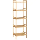 Songmics Bambus Regal, Küchenregal, Badregal, Bücherregal, Standregal mit 5 Ablagen, 31,5 x 45 x 142 cm, für Bad, Küche, Wohnzimmer, Schlafzimmer, Balkon, naturfarben BCB075N01