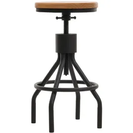 Mendler 2er-Set Barhocker HWC-N17, Barstuhl, höhenverstellbar drehbar Fußablage Industrial Metall Massiv-Holz - natur