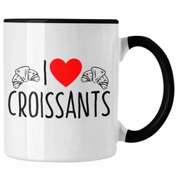 Trendation Tasse Tasse „I Love Croissants“ Lustiges Geschenk für Croissant-Liebhaber Fr schwarz
