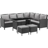Svita Madison Rattan-Lounge Ecksofa schwarz