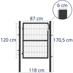Wiesenfield Gartentor - 105 x 170 cm - Stahl (pulverbeschichtet)