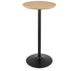 Runder Stehtisch aus Holz und Metall | Eleganter Bartisch mit Standfuß | Hochtisch TAMAGO für kleine Räume | Moderner Stil | Kadima Design