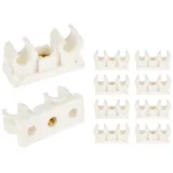 tecuro 10 Stück Doppel Rohrclip Rohrschelle Klemmschelle 12mm - mit Messing Gewindebuchse M6, aus Kunststoff - Weiß, für Rohre und Schläuche Ø 12 mm
