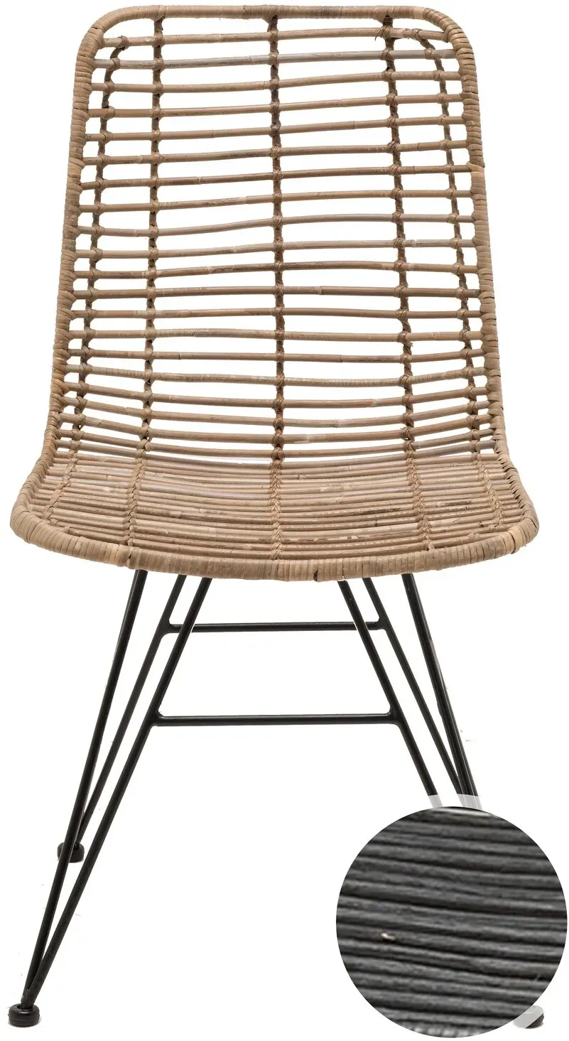 die Faktorei »Rattan« Stuhl ohne Armlehnen Schwarz / Vintage Schwarz