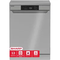 Sharp QW-NA1CF47DS-DE Geschirrspüler freistehend, 60 cm, 13 Maßgedecke, D, 47 dB, Express 50’, QuickWash 30’, EcoWash, AquaStop, Silber