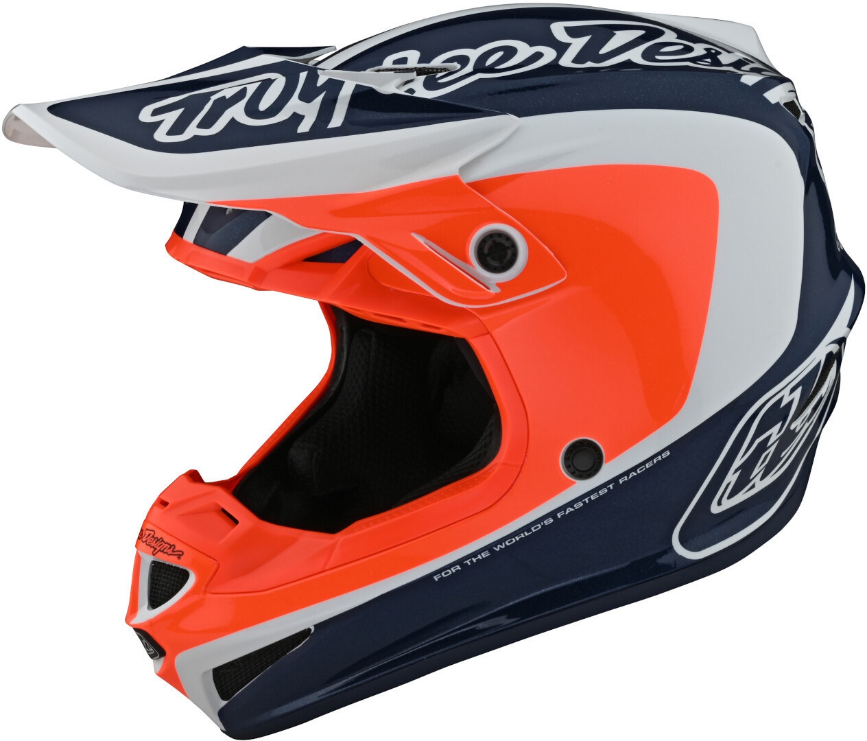 Troy Lee Designs SE4 Corsa Motocross Helm, weiss-blau-orange, Größe L