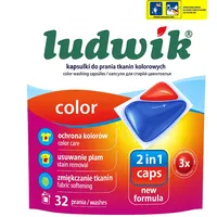 LUDWIK 2-In-1 NEW FORMULA Waschmittelkapseln 32 Caps Waschgänge für Color  Farbe