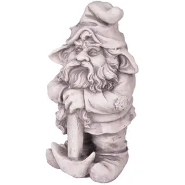 deluke Gartenfigur THEO Zwerg Kunststoff Weiß 39x19x22cm Gartendeko Outdoor Figur