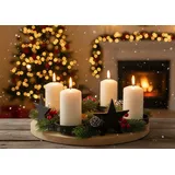 KAMACA XL Adventskranz aus Aluminium und Mangoholz Kerzenhalter für 4 Stumpenkerzen in Schwarz edle Kombination aus Metall und Holz Adventskranz Ø 30 cm (Adventskranz Sterne Aluminium Holz)