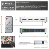 Primewire 3-Port 4k UHD HDMI Switch mit Fernbedienung &
