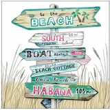 Ambiente Home Ambiente Servietten Papier 33x33cm 3-lagig 20 Stück - hochwertig & nachhaltig - Einweg Papierservietten mit Beach Schildern im Vintage Stil - Partyservietten Sommer Urlaub Stranddeko Tropen