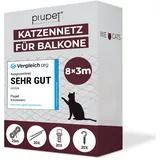 PiuPet PiuPet® Katzennetz für Balkon I 8x3m I transparent I inklusive Montagematerial I Katzennetz | Katzenschutz Fenster I Katzen Balkonnetz I Ideal für uneingeschränkte Sicht