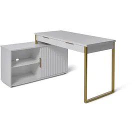 Jahnke Eckschreibtisch Carve Weiß / Gold