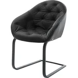 DeLife Freischwinger Gaio-Flex Echt-Leder Schwarz Freischwinger flach Schwarz