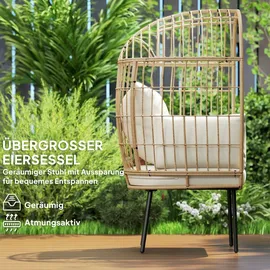 Outsunny Rattansessel Ei-Förmig 95 x 95 x 155 cm beige 1 St.