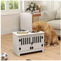 PawHut Futternapf Erhöhtes Futterstation mit 2L Futterschale, Stauraum, Weiß