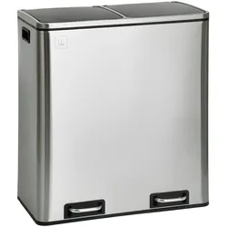 SVITA TM2X30 Treteimer 60 Liter Abfalleimer Mülleimer Design Mülltrennung Papierkorb Küchen-Ordnung Trennsystem Silber