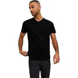 JACK & JONES Herren V-Neck T-Shirt JJEORGANIC Basic Regular Fit Schwarz - L