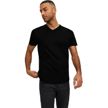 JACK & JONES Herren V-Neck T-Shirt JJEORGANIC Basic Regular Fit Schwarz - L