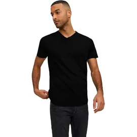 JACK & JONES Herren V-Neck T-Shirt JJEORGANIC Basic Regular Fit Schwarz - L