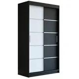 A&J MöbelLand Schiebetürenschrank PARIS 120 x 215 x 59,5 cm Schwarz/Weiß