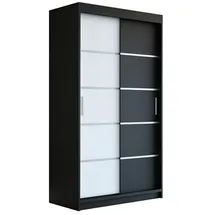 A&J MöbelLand Schiebetürenschrank PARIS 120 x 215 x 59,5 cm Schwarz/Weiß