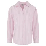 URBAN CLASSICS Ladies Oversized Striped Blouse Pink/Weiß M
